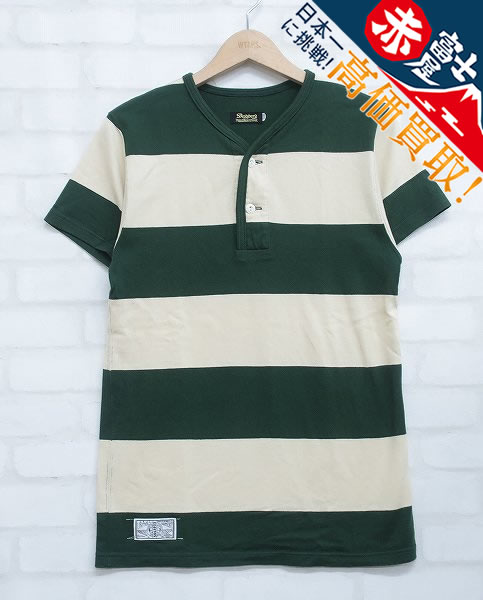 5T8555o【クリックポスト対応】Dapper's 半袖ワイドピッチボーダーヘンリーネックTシャツ ダッパーズ