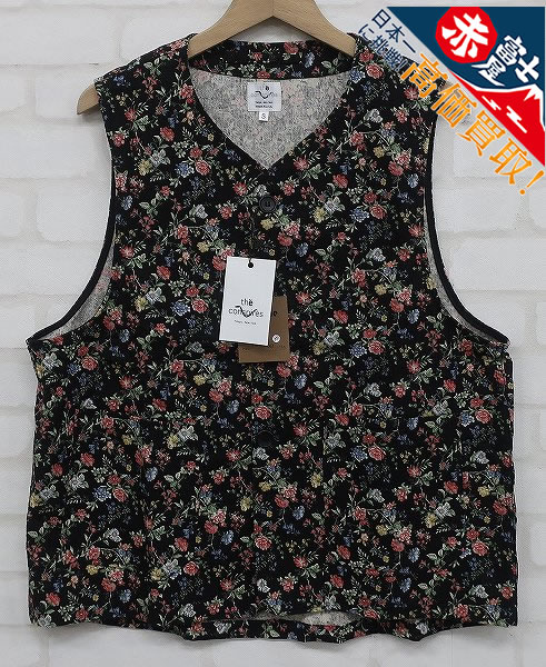 5T3061/新品 the conspires Mil Vest black Floral コンスパイアーズ ベスト ブラックフローラル